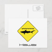Geel bord voor "waarschuwingshaaien" Hawaii briefk Briefkaart (Voorkant / Achterkant)