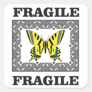 geel breekbaar vierkante sticker