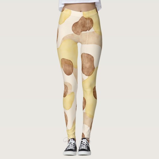 Geel Bruin Camouflage stijl Leggings (Voorkant)