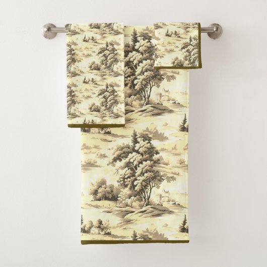 Geel Bruin Engels Toile Badhanddoek Set Bad Handdoek (Insitu)