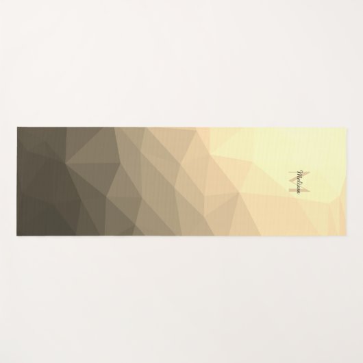 Geel bruin geometrisch mesh ombre patroon Monogram Yogamat (Voorkant (horizontaal))