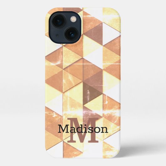  geel bruin geometrisch patroon Monogram iPhone Hoesje (Achterkant)