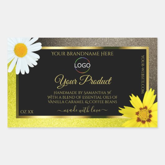 Geel bruin glitter zwart product Etiketten toevoeg (Voorkant)