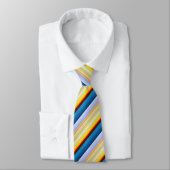 Geel, bruin, goudkleurig, blauw gestreept Stropdas (Gebonden)