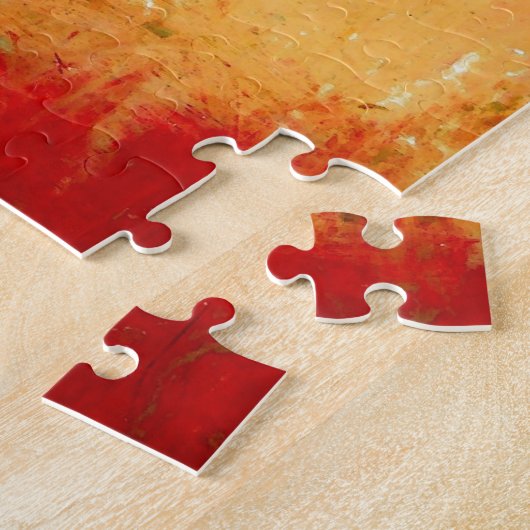 Geel bruin rood Abstract schilderwerk Legpuzzel (Zijkant)