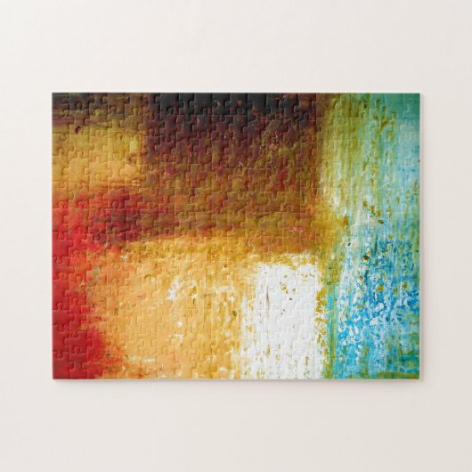 Geel bruin rood Abstract schilderwerk Legpuzzel (Horizontaal)