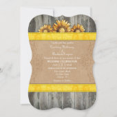 Geel bruin Rustic Sunflower Wedding Invite Kaart (Voorkant)