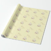 Geel bruin Script Cute Baby shower Wrap Cadeaupapier (Uitgerold)
