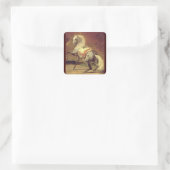 Geel bruin vierkante sticker (Tas)