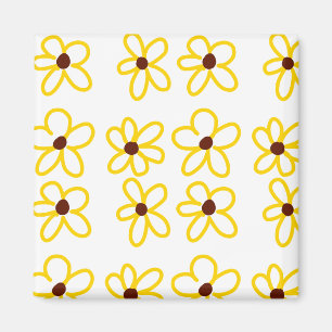 Geel bruin zonnebloem patroon bloemen moderne boho magneet