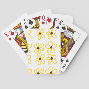 Geel bruin zonnebloem patroon bloemen moderne boho pokerkaarten