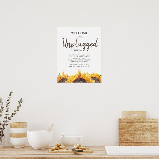 Geel bruin zonnebloem Wit niet-plugging bruiloft Poster (Keuken)
