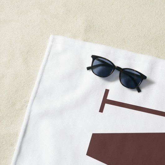 Geel bruin zonnebloem Witte Monogram Initiaal Strandlaken (In situ)