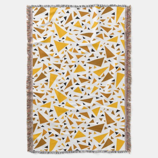 Geel bruine driehoeken op witte retro achtergrond deken (Voorkant Verticaal)