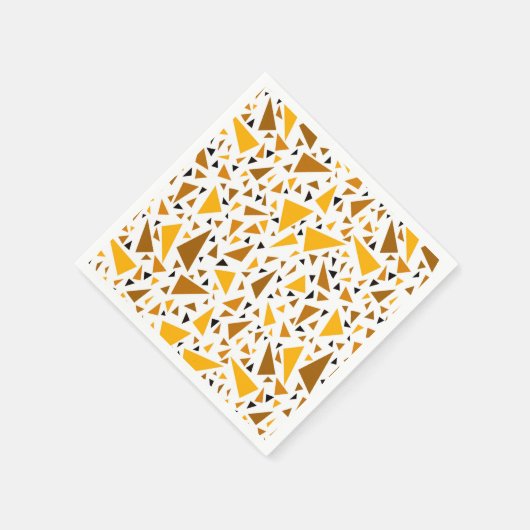 Geel bruine driehoeken op witte retro achtergrond servet (Hoek)