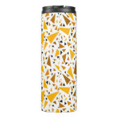 Geel bruine driehoeken op witte retro achtergrond thermosbeker (Achterkant)