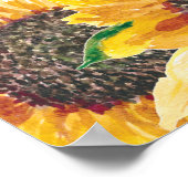 Geel bruine zonnebloem witte boho bruiloftsborrel poster (Hoek)