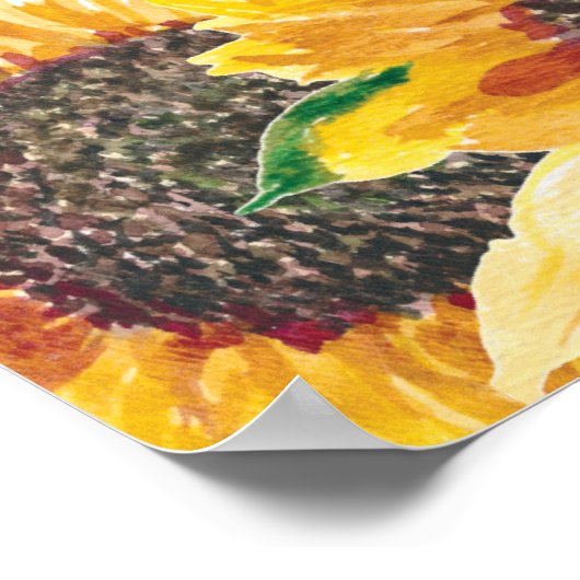 Geel bruine zonnebloem witte boho bruiloftsborrel poster (Hoek)