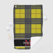 Geel buffelpatroon Initiaal monogram Golfhanddoek (Insitu)