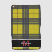 Geel buffelpatroon Initiaal monogram Golfhanddoek (Voorkant)