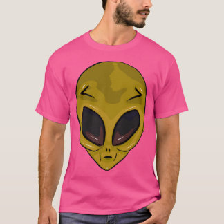 Geel buitenaards gezicht t-shirt