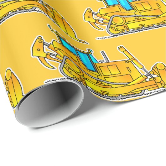 Geel Bulldozer Wrapping Paper Construction Thema Cadeaupapier (Rol Hoek)