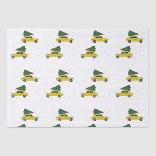 geel café Taxi-kerstpatronen Tissuepapier (Voorkant)