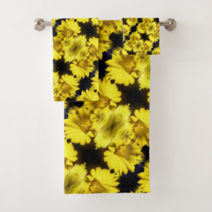Geel centrum Abstracte bloemen Bad Handdoek