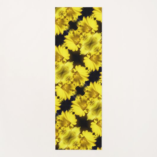 Geel centrum Abstracte bloemen Yogamat (Voorkant)