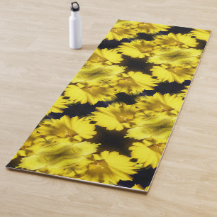 Geel centrum Abstracte bloemen Yogamat