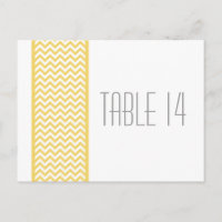 Geel Chevron Border Table Number Briefkaart