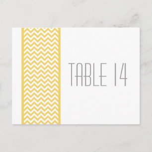 Geel Chevron Border Table Number Briefkaart