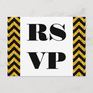 Geel Chevron Glitter RSVP Briefkaart
