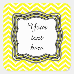 Geel Chevron-label Vierkante Sticker