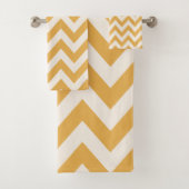 Geel Chevron zigzag patroon Bad Handdoek (Insitu)
