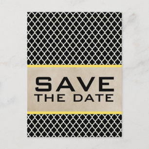Geel Chic Quatrefoil Save the Date Briefkaart