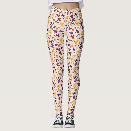 Geel Chocolaty Leaf Pattern Leggings (Voorkant)