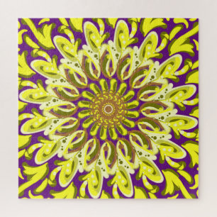 Geel chrysanthemum Bloem Paars Abstract Legpuzzel