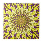 Geel chrysanthemum Bloem Paars Abstract Tegeltje (Voorkant)