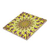 Geel chrysanthemum Bloem Paars Abstract Tegeltje (Zijkant)