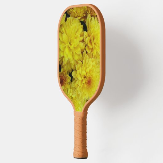 Geel chrysanthemum Blooms Floral Pickleball Paddle (Links)