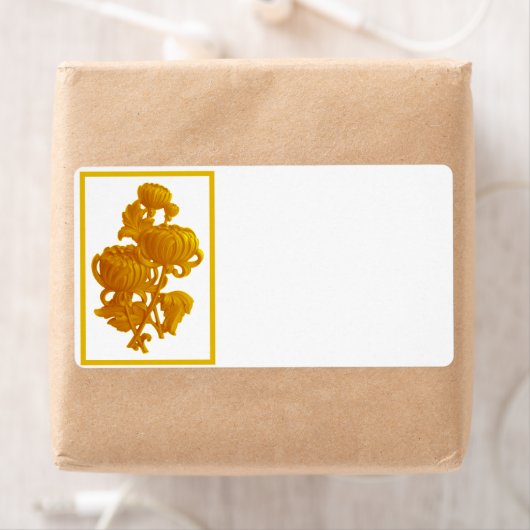 Geel chrysanthemum etiket (Insitu)