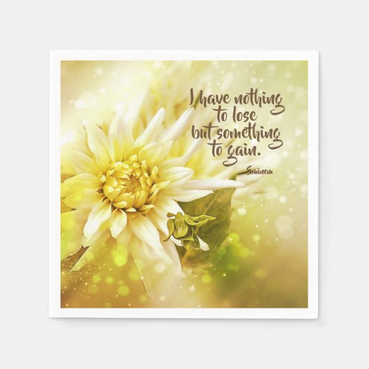 Geel Chrysanthemum Party Papier Servetten Gezegde (Voorkant)
