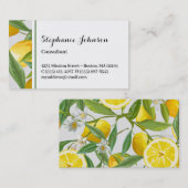 Geel citroen blad bloem persoonlijke visitekaartje contactkaartje (Voorkant / Achterkant)
