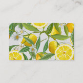 Geel citroen blad bloem persoonlijke visitekaartje contactkaartje (Achterkant)