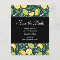 Geel citroen en limoen fruit patroon save the date