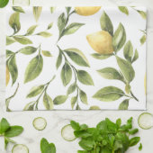 Geel citroen Mediterraans bruidsfeest cadeau Theedoek (Gevouwen)