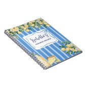 Geel citroenfruit en blauwe strepen Recept Journal Notitieboek (Rechterzijde)