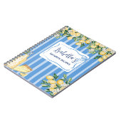 Geel citroenfruit en blauwe strepen Recept Journal Notitieboek (Linkerzijde)