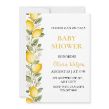 Geel Citrus Citroen Baby Shower Geslachtsuitnodigi